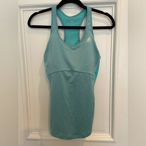 Adidas Climacool Turquoise Workout Running Racerback Tank w/ Built In Bra Large